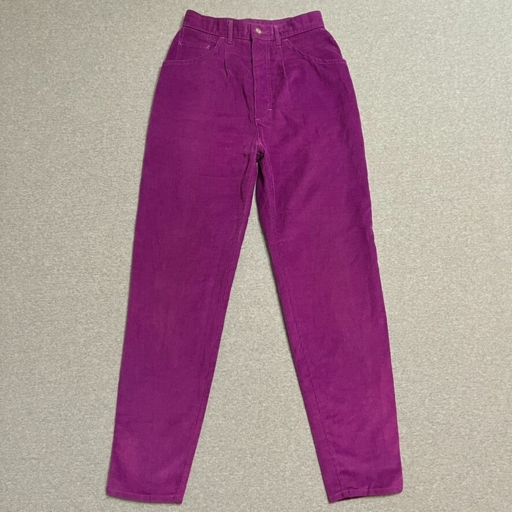 Vintage Lee Jeans Womens 10‎ Purple Tapered High Rise Pleated Corduroy